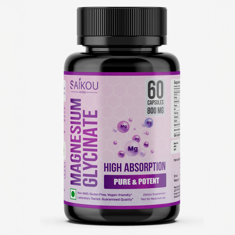 Magnesium Glycinate 1600mg per Serving High Absorption, Pure and Potent – 60 Ct