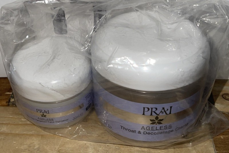 PRAI Ageless Throat Decolletage Creme 4 oz & No-Tox Face Tightener 1 oz – SEALED