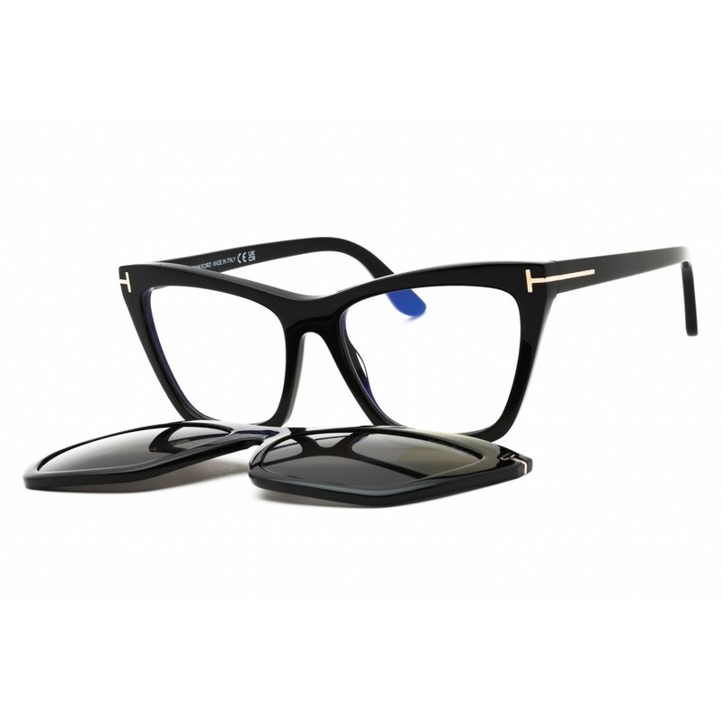 Tom Ford Women’s Eyeglasses Shiny Black Acetate Cat Eye Shape Frame FT5971-B 001