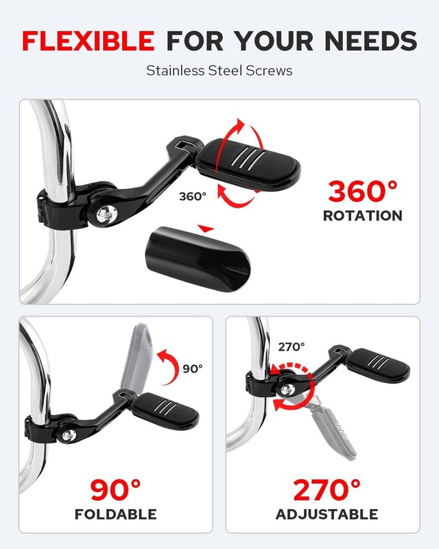 Benlari Highway Pegs 1-1/4in Highway Footpegs 304 Stainless Steel Black Long #1 gallery
