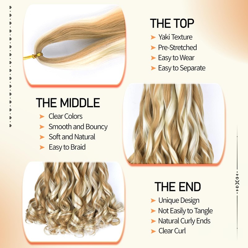 French Curl Braiding Hair 8Packs 16" Pre-Stretched Synthetic Spiral Curly Croche gallery