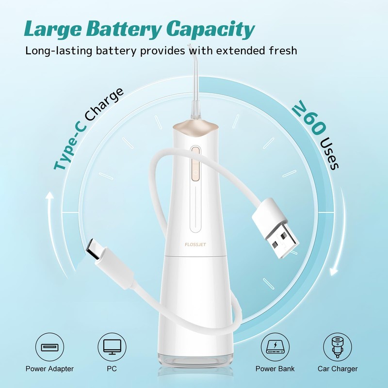 Water Dental Flosser Cordless Oral Irrigator with 300ml 5 Tips 4 Modes USBCharge gallery
