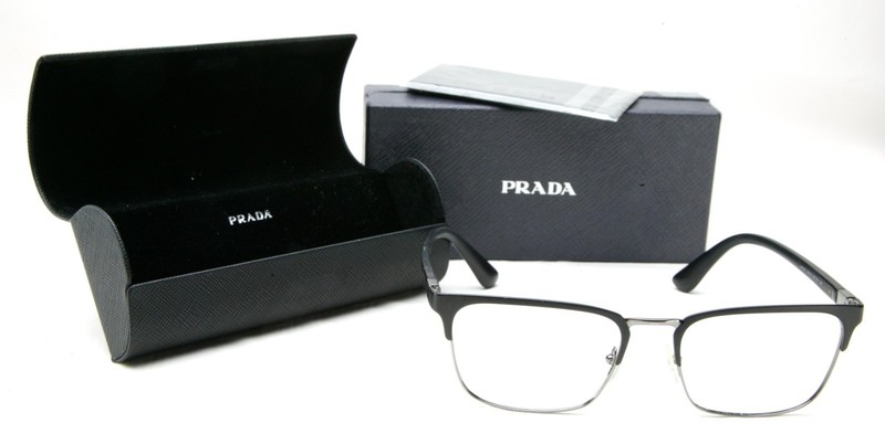 Prada VPR 54T 1B0-101 Black/Silver Men’s Eyeglasses 57-19-150 FRAME. Clean. Case