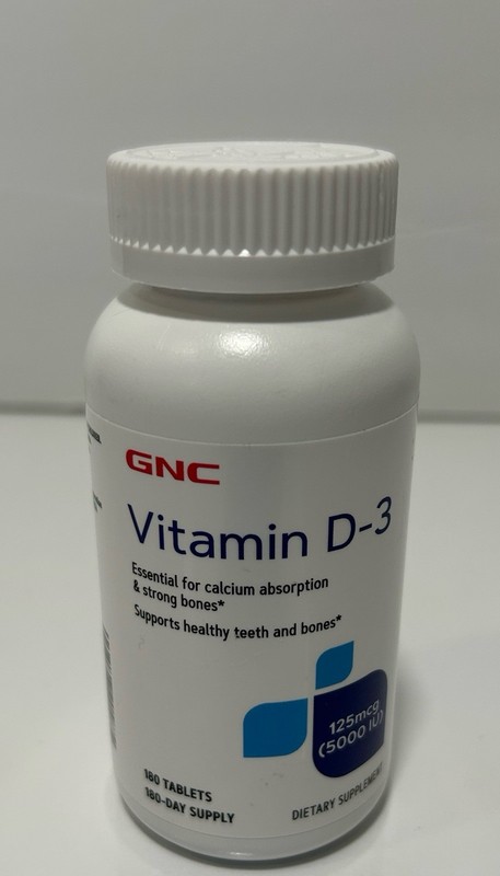 GNC Vitamin D-3 125 mcg 5000 IU 180 Tablets (6) Month Supply Exp.06/2027