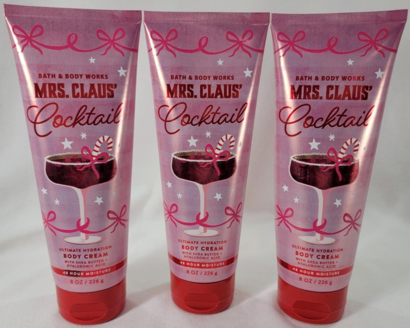 Bath Body Works MRS. CLAUS’ COCKTAIL Ultra Shea Hydration Body Cream 8 oz x3