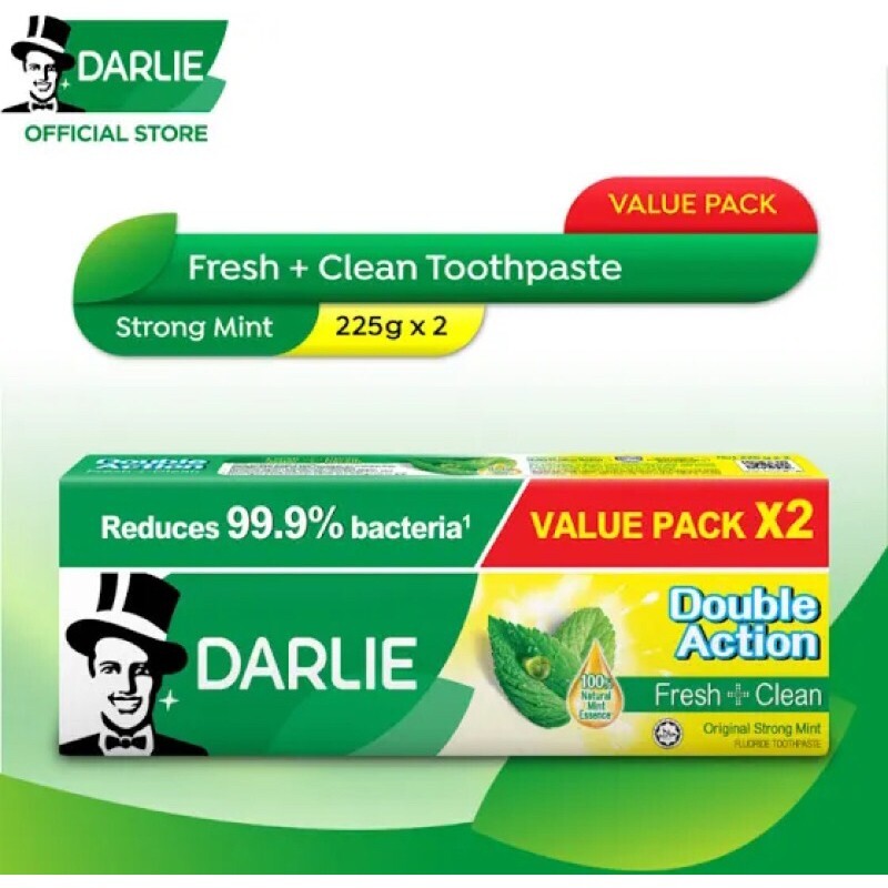 Pack Of 4 x 225g Darlie Double Action Fresh + Clean Toothpaste FREE SHIPPING