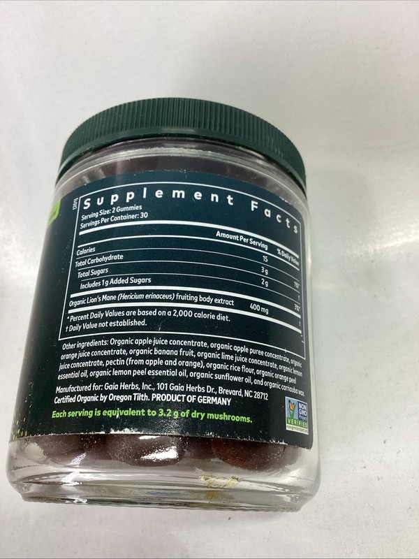 Lion's Mane Mushroom Gummies Citrus Flavor 60/Bottle Exp 01/2028 gallery