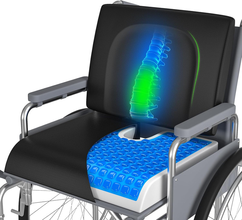 Wheelchair Cushions, 18»X16»X 3» Gel Wheelchair Seat Cushion with Lumbar Pill