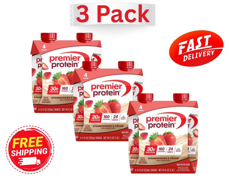 Premier Protein Shake, Strawberries & Cream, 30g Protein, 11 fl oz, 12 ct