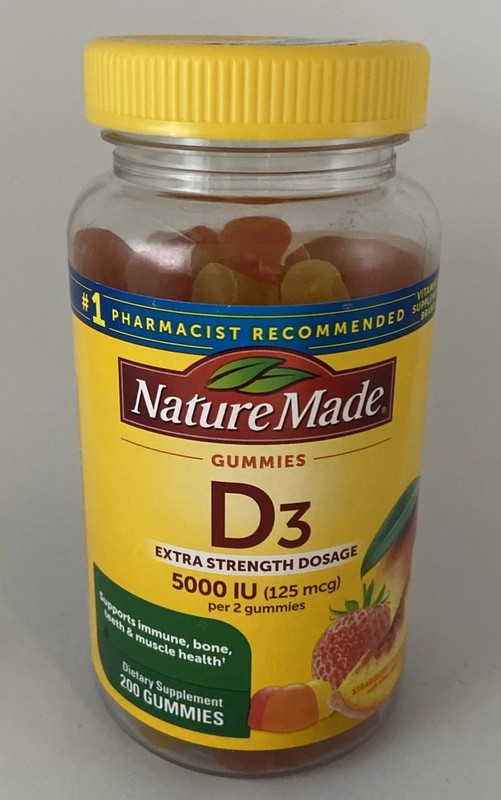 Nature Made Extra Strength Vitamin D3 5000 IU (125 mcg) 200 Gummies EXP 05/2026