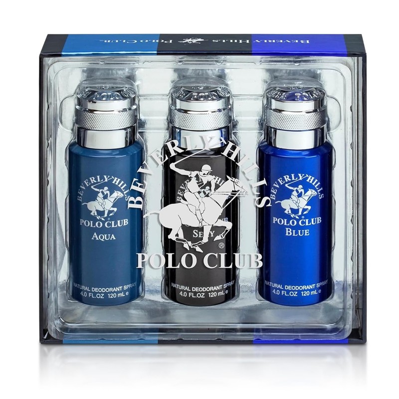 Beverly Hills Polo Club Men’s Deodorant, 3 Pack – Black / Blue (4Oz)