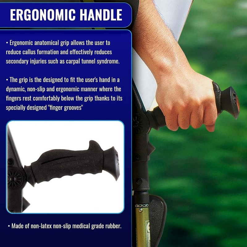 Ergobaum 7G Ergonomic Crutches, Adjustable From 5' to 6'6'' (1 Pair) gallery
