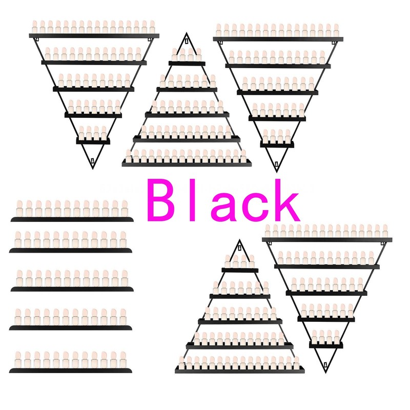 10PCS Black Nail Polish Rack Organizer Wall Mounted Nail Polish Storage Rack