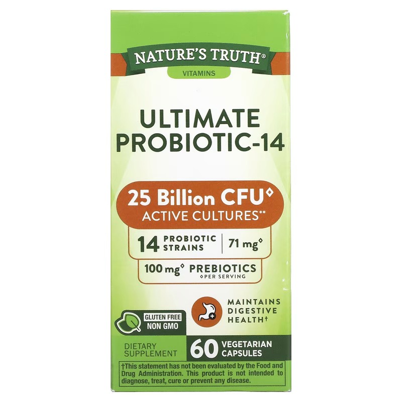 2 X Nature’s Truth, Ultimate Probiotic-14, 25 Billion, 60 Vegetarian Capsules