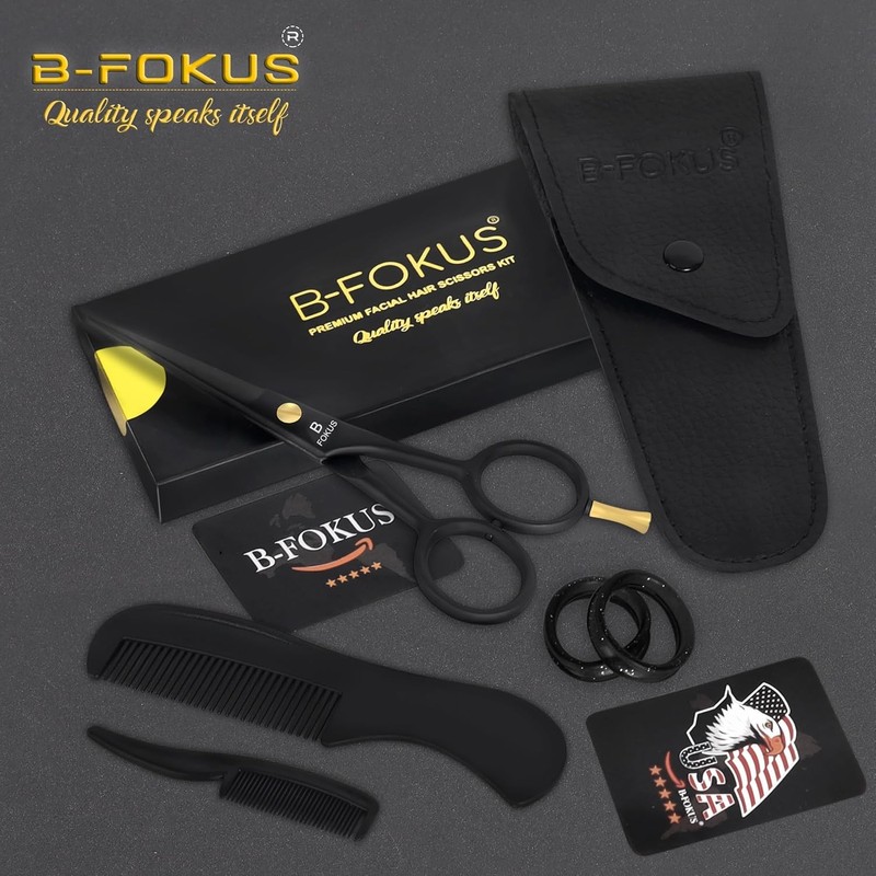 5" Professional Beard and Mustache Scissors, Black Color Scissors gallery
