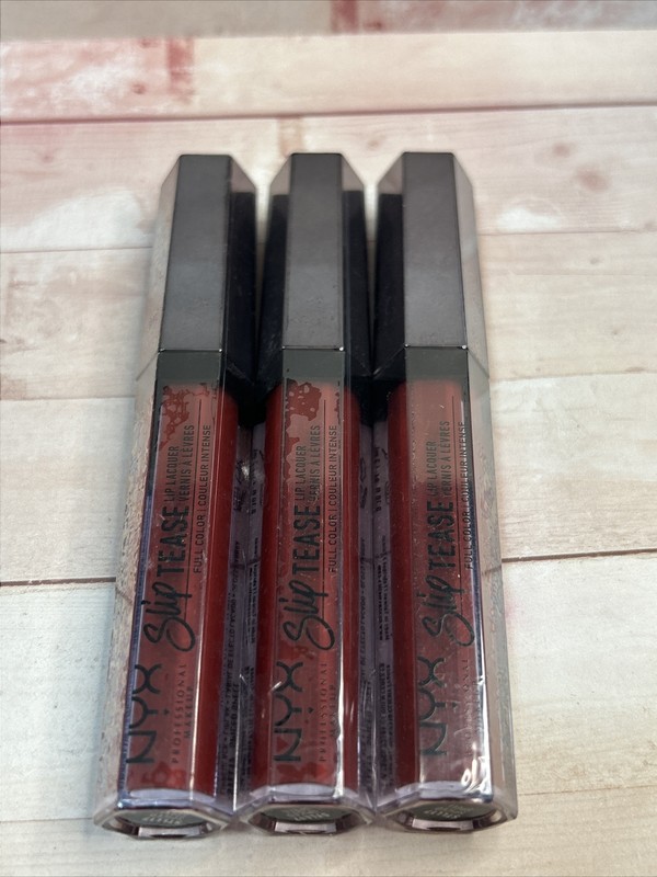 Lot of 3-NYX SLIP TEASE LIP LAQUER FULL COLOR STLL17 SPICED SPELL