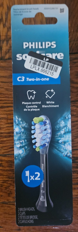 Philips Sonicare C3 Two-In-One Electric Toothbrush Heads, Black , 2 Pack