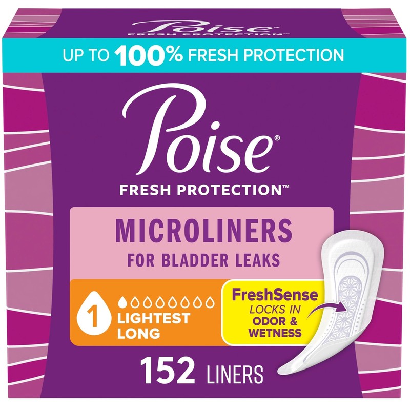 Poise Daily Microliners Incontinence Panty Liner for Bladder Leaks 1 Drop 152 Ct
