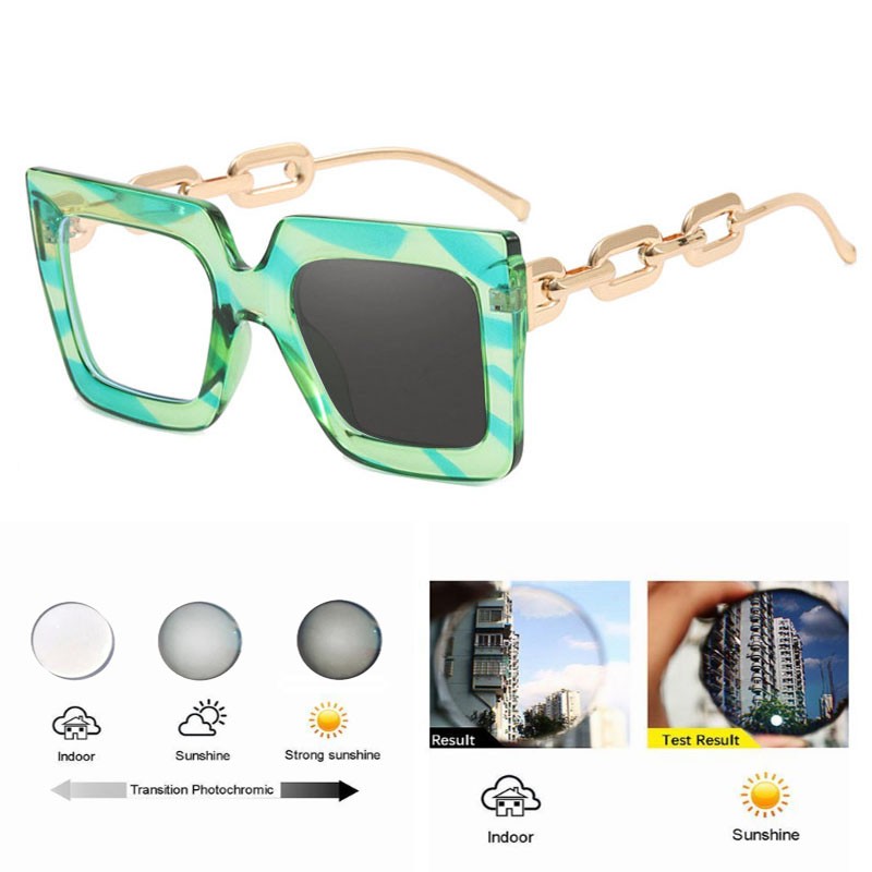 148mm Large Frame Photochromic Reading Glasses Women Square Change Color Glasses