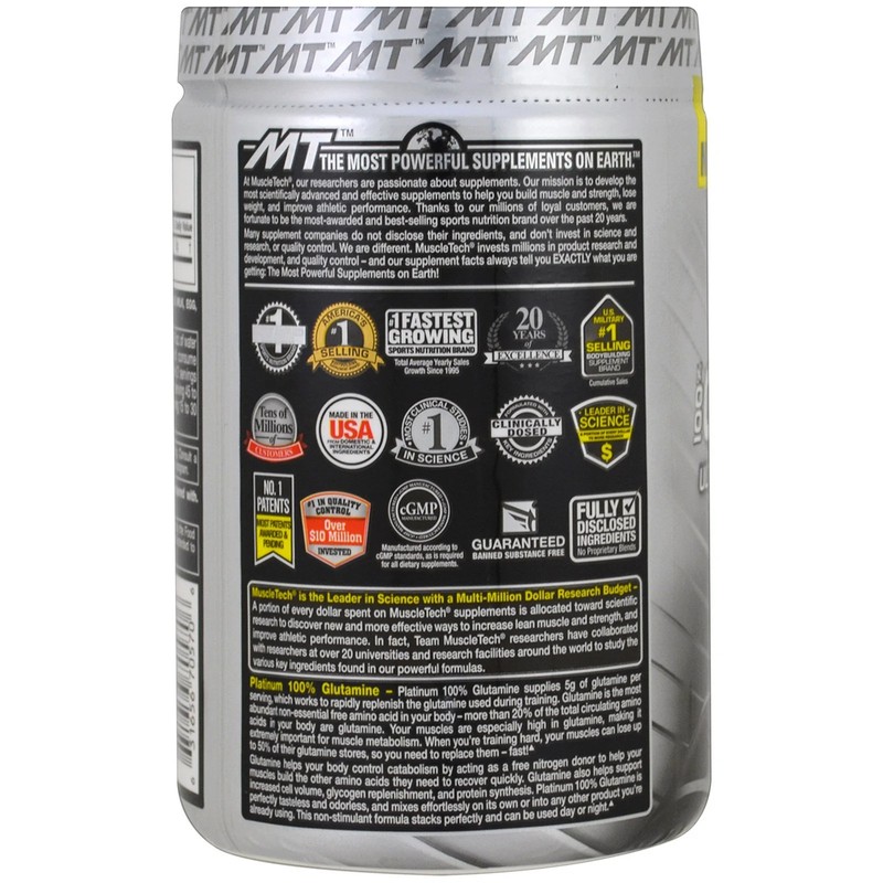 Muscletech Platinum 100 Glutamine 10 65 oz 302 g Banned Substance Free, GMP gallery