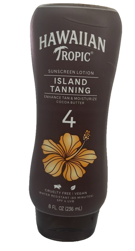 Hawaiian Tropic Island Tanning Lotion Sunscreen/Cocoa butter – SPF 4 8oz new