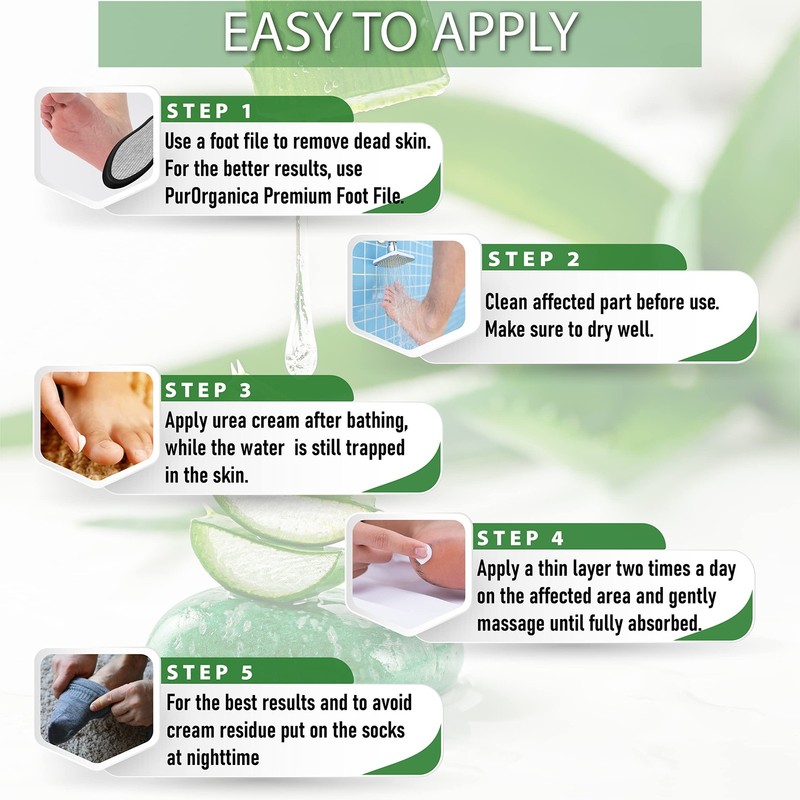 PurOrganica Urea 40% Foot Cream – Made in USA, 4 Ounce (Pack of 1), Pack 1 gallery