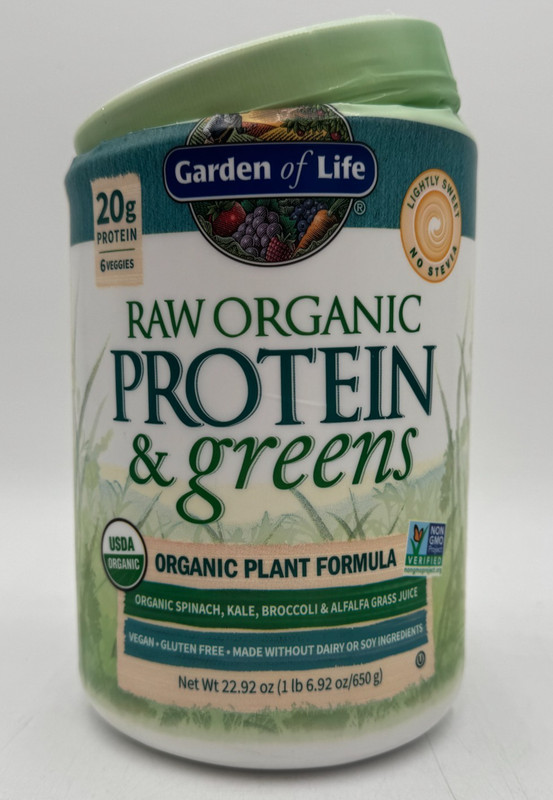 Garden of Life Raw Organic Protein & Greens Powder Lightly Sweet 650g EXP: 10/27