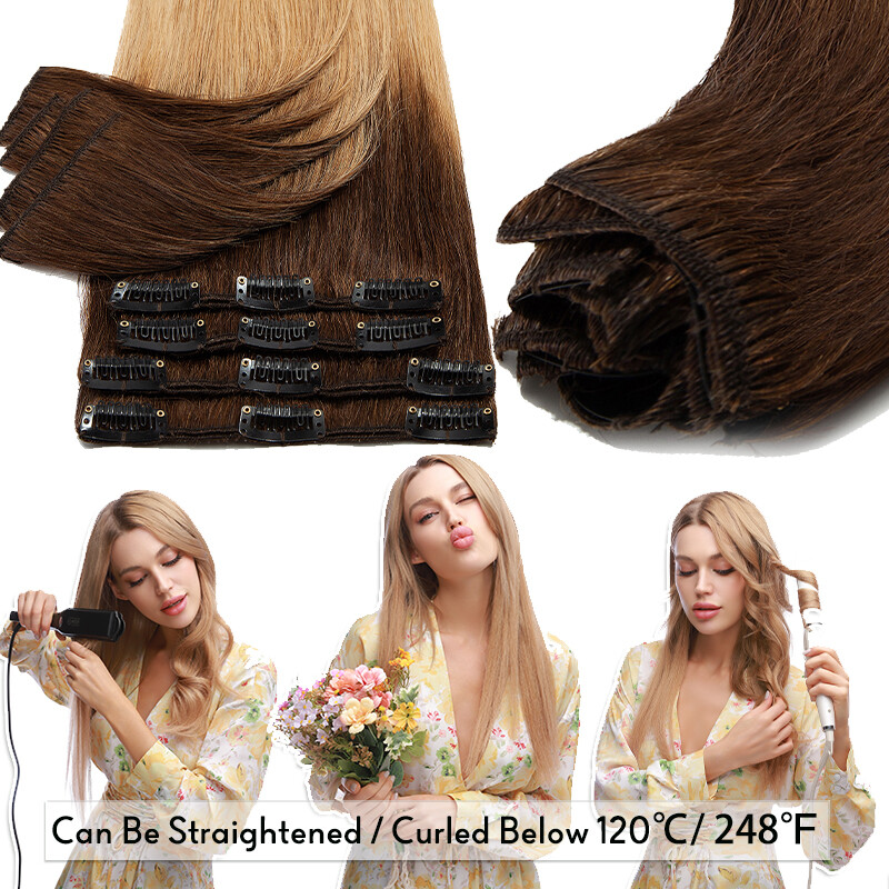 Russian Remy Clip In 100% Real Human Hair Extensions 8PCS 18Clips Full Head gallery