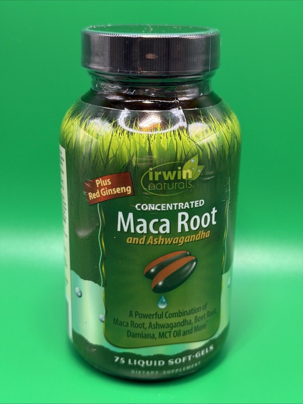 Irwin Naturals Maca Root and Ashwagandha, 75 Liquid Softgels EXP. 01/28