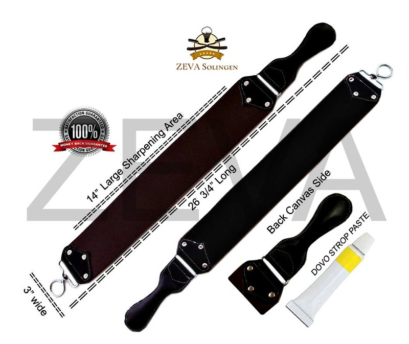 Dovo Paste & 26 3/4″ Barber Leather Strop Straight Razor Sharpening Shave Strap
