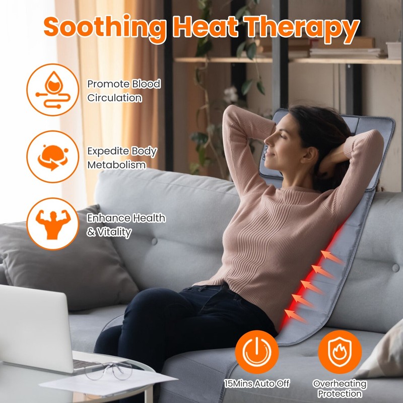 Full Body Electric Massage Mat w/Heat Vibration Massage Pad Cushion Back Massage gallery