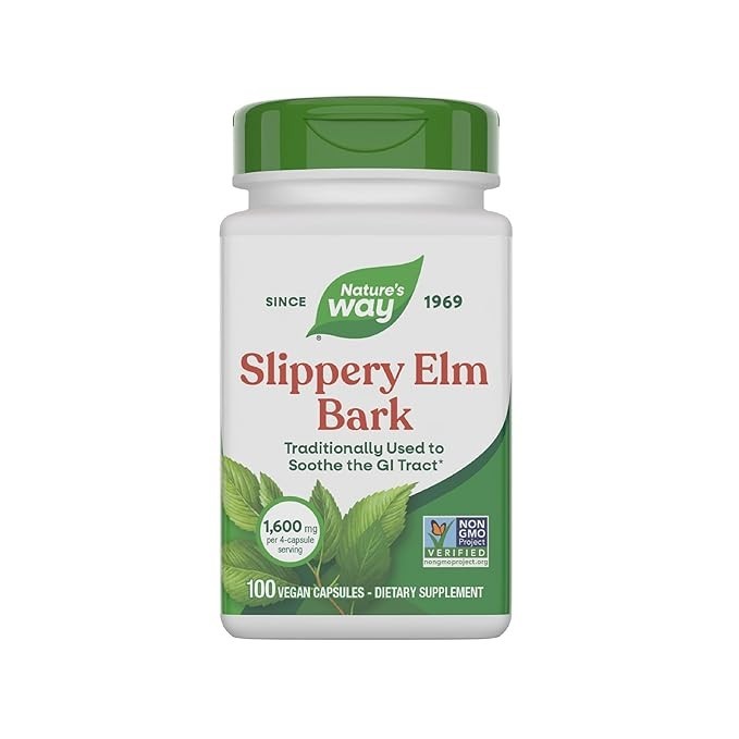 FAST SHIP Nature’s Way Slippery Elm Bark 1600mg Per Serving 100 Capsules SEALED