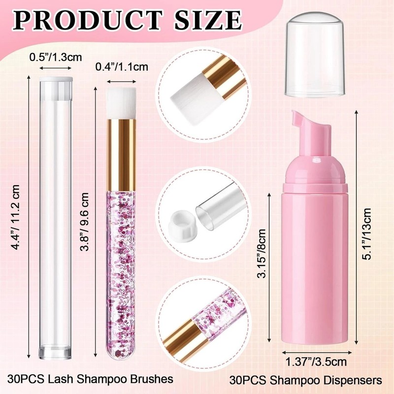 150 Pcs Lash Shampoo Kit Bottle Brushes Bulk 30 Eyelash Dispensers 30 Lash Sh... gallery