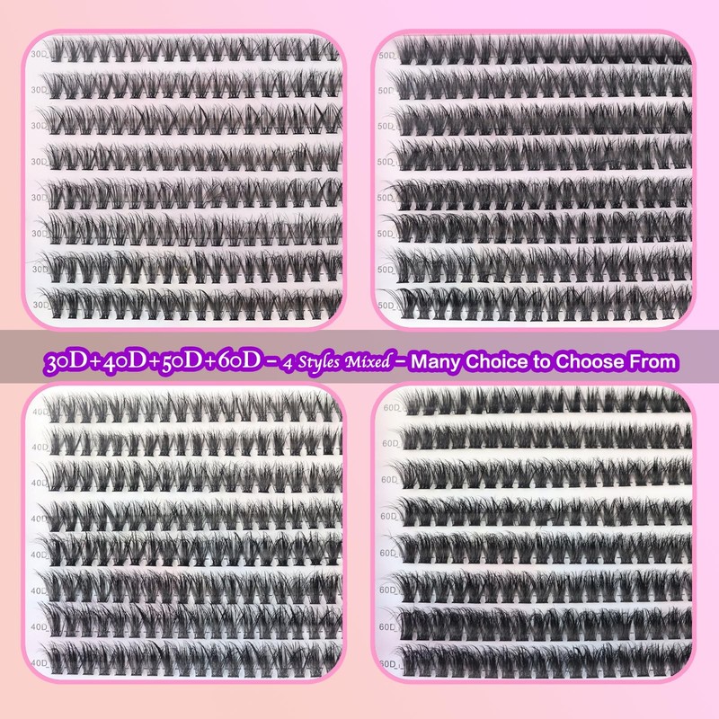 DAODER Cluster Lashes 30D+40D+50D+60D Lash Clusters D Curl 9-13mm, Black gallery
