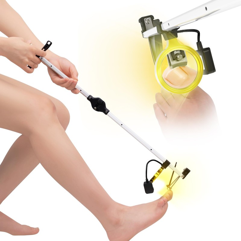 24″ Long Handle Toenail Clippers, 4mm Wide Jaw, LED Light & Magnifier
