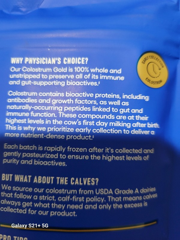 Physician's Choice Colostrum Gold Unflavored rBST-Free Gut & Immune 4.23 oz gallery