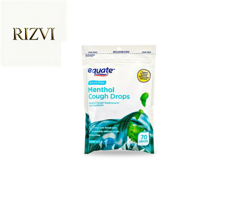 Equate Sugar-Free Menthol Cough Drops, Sore Throat Relief, 70 Count