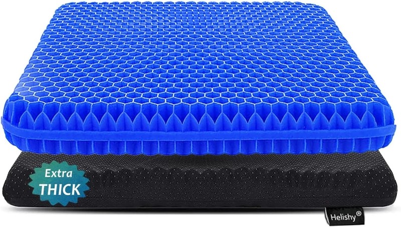 Extra Thick Gel Seat Cushion 16.5×14.5×2 Blue Comfortable Pain Relief