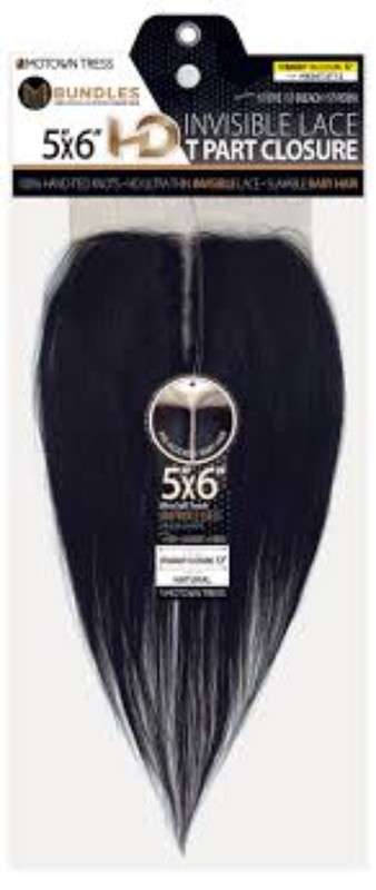 Motown Tress 5"x6" HD Invisible Lace T Part Closure Natural 12" Straight gallery
