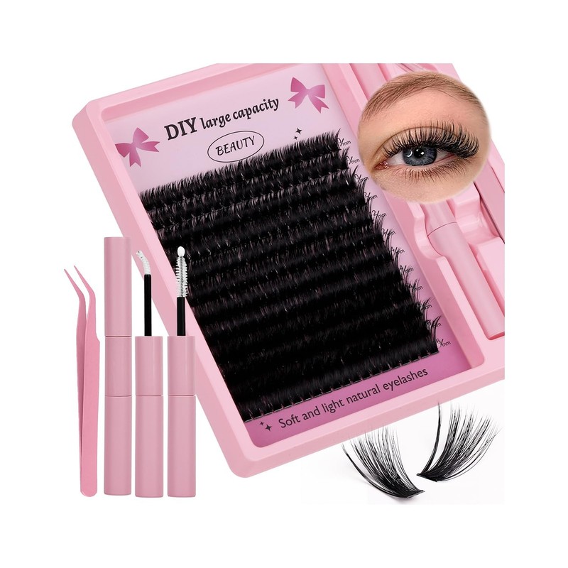 Lash Clusters Kit Eyelash Clusters Individual Lash Extension Kit 240 Pcs D Cu…