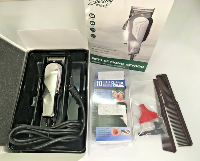 EXC Wahl Sterling Reflections Senior Corded Professional Hair Clippers +10 Combs gallery