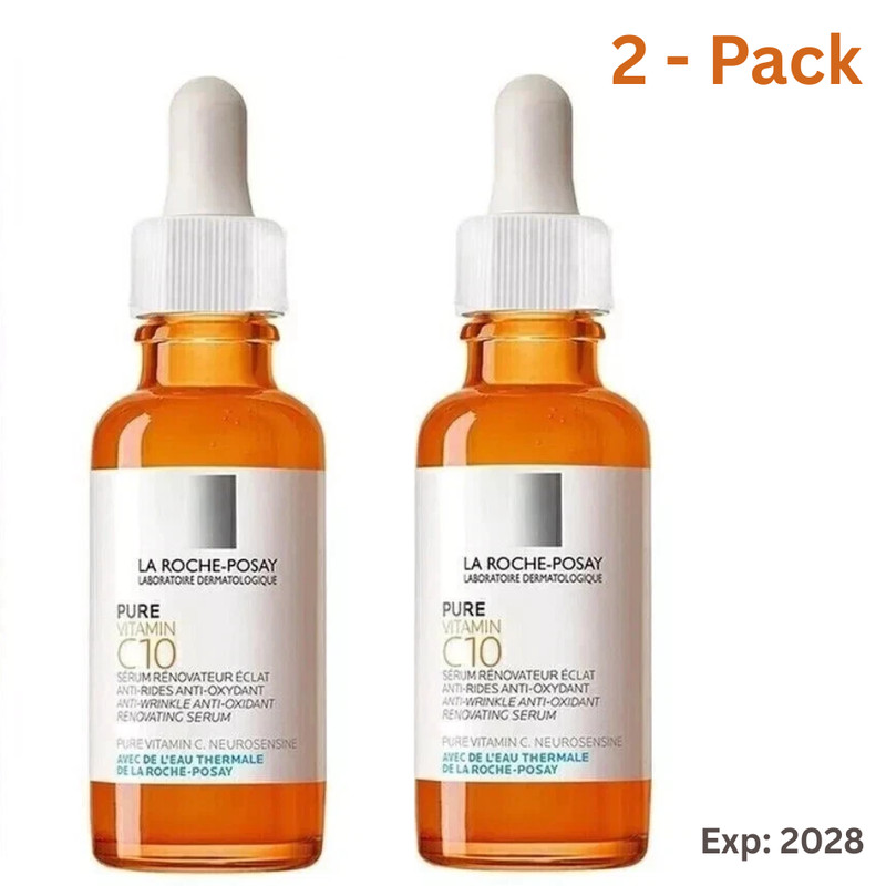 La Roche-Posay 10% Pure Vitamin C Serum Anti-Wrinkle and Anti-Aging Pack of 2
