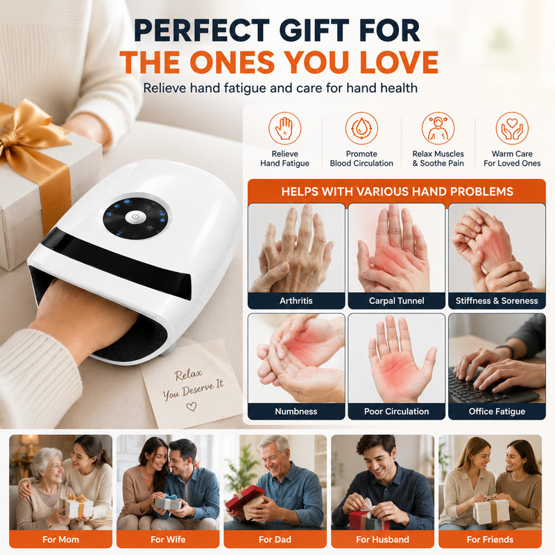 Rechargeable Hand Massager w Heat Compression Therapy Pain Relief gallery