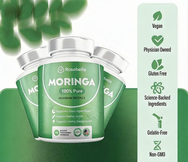 RosabeIIa Capsules-Pure Moringa Powder Energy Skin&Gut Health Superfood exp 3/27 gallery