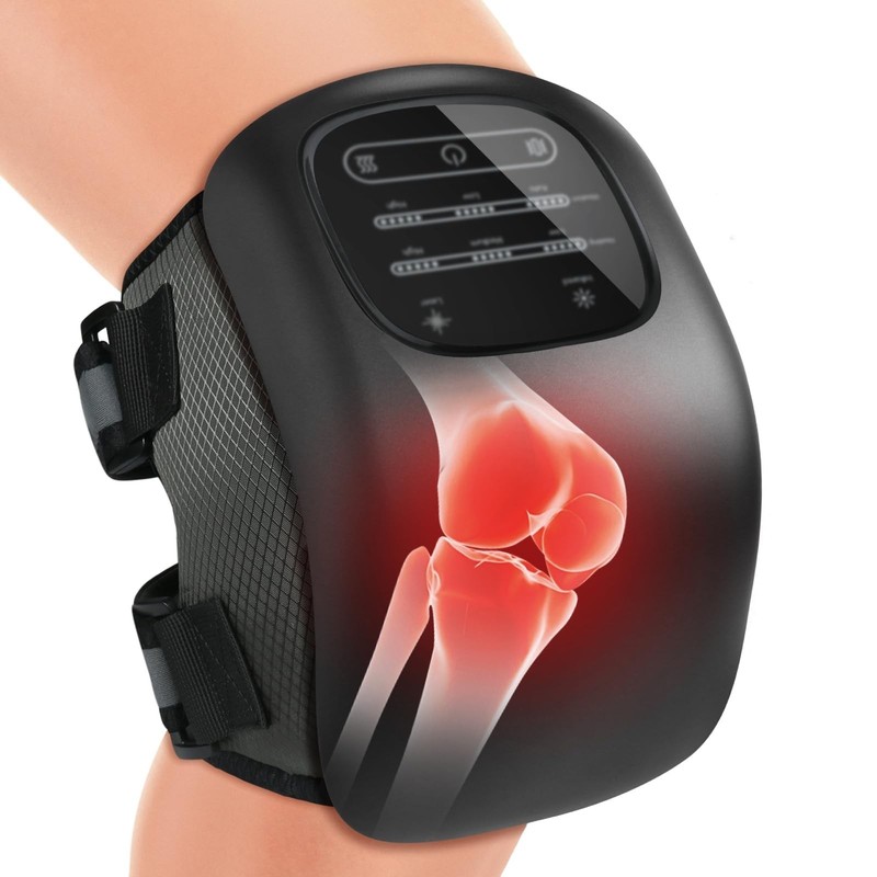 Knee Massager with Heat and Vibration, Cordless Knee Massager for Pain Relief…
