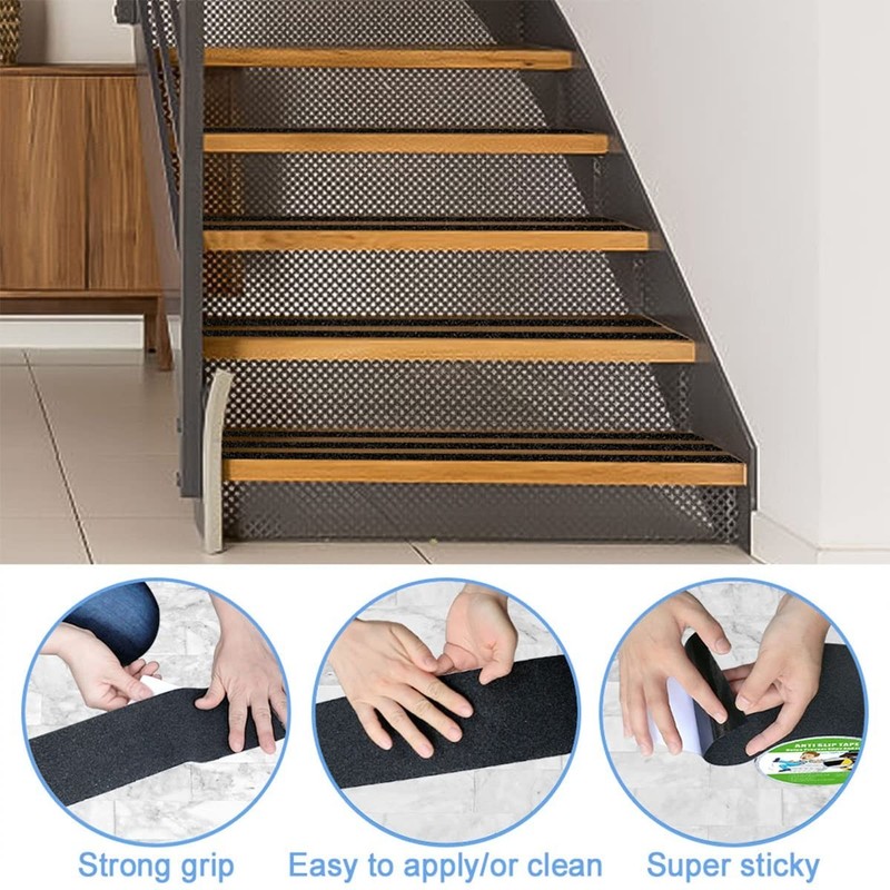 High Traction Anti Slip Tape - 1" x 190" Black for Indoor & Outdoor Safety gallery