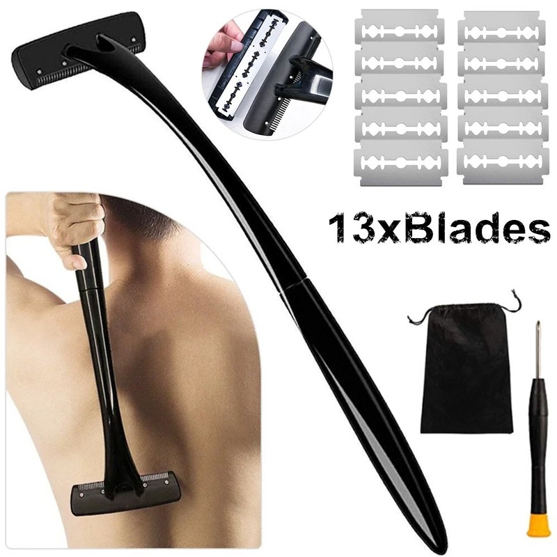 Long Handle Men Back Razor Shaver Groomer Full Body Hair Removal Trimmer Wet&Dry