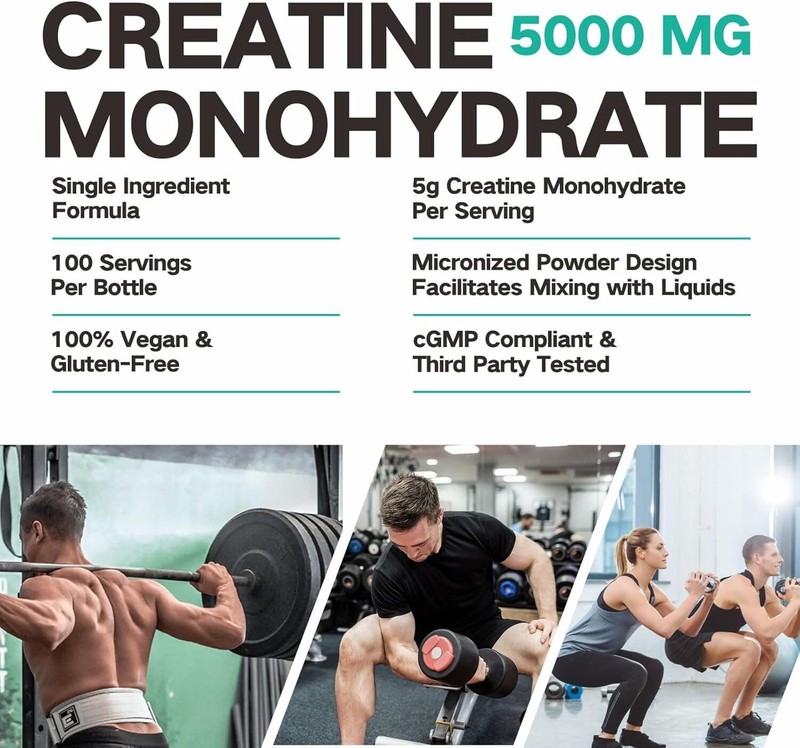 Pure Creatine Monohydrate Supplements Powder | 5000mg Per Serving | BY BIO NUTRI gallery