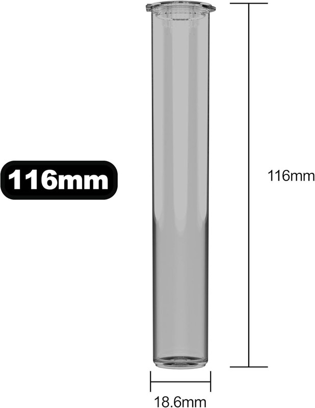 50 COUNT GREY Child Resistant Pop Top Tubes – 116mm CR Plastic Vial Containers
