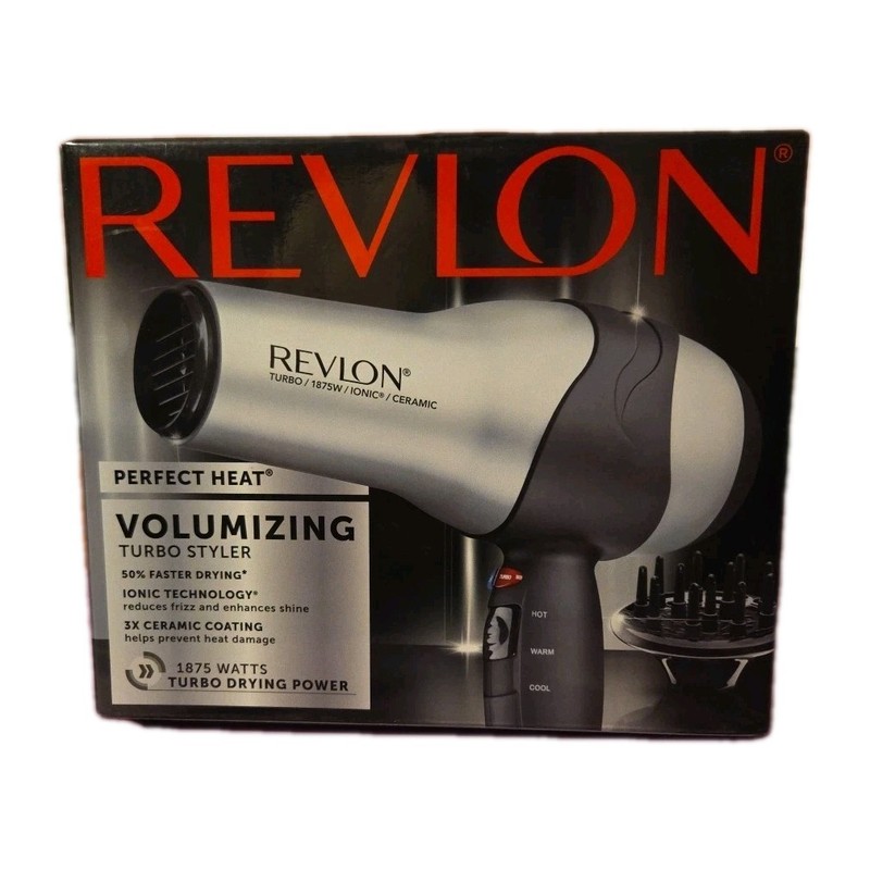 Revlon Perfect Heat Volumizing Turbo Hair Dryer (Silver) 1875W Open Box